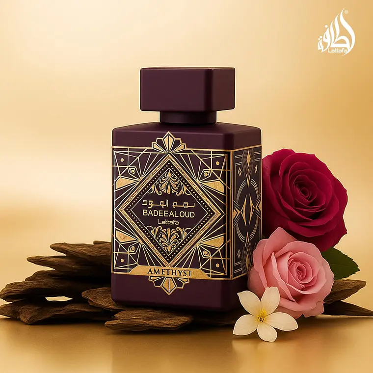 Lattafa Bade'e Al Oud Amethyst Unissexo Eau de Parfum 100ml + Air Freshner 300 ml + Perfumed Spray 200ml 3