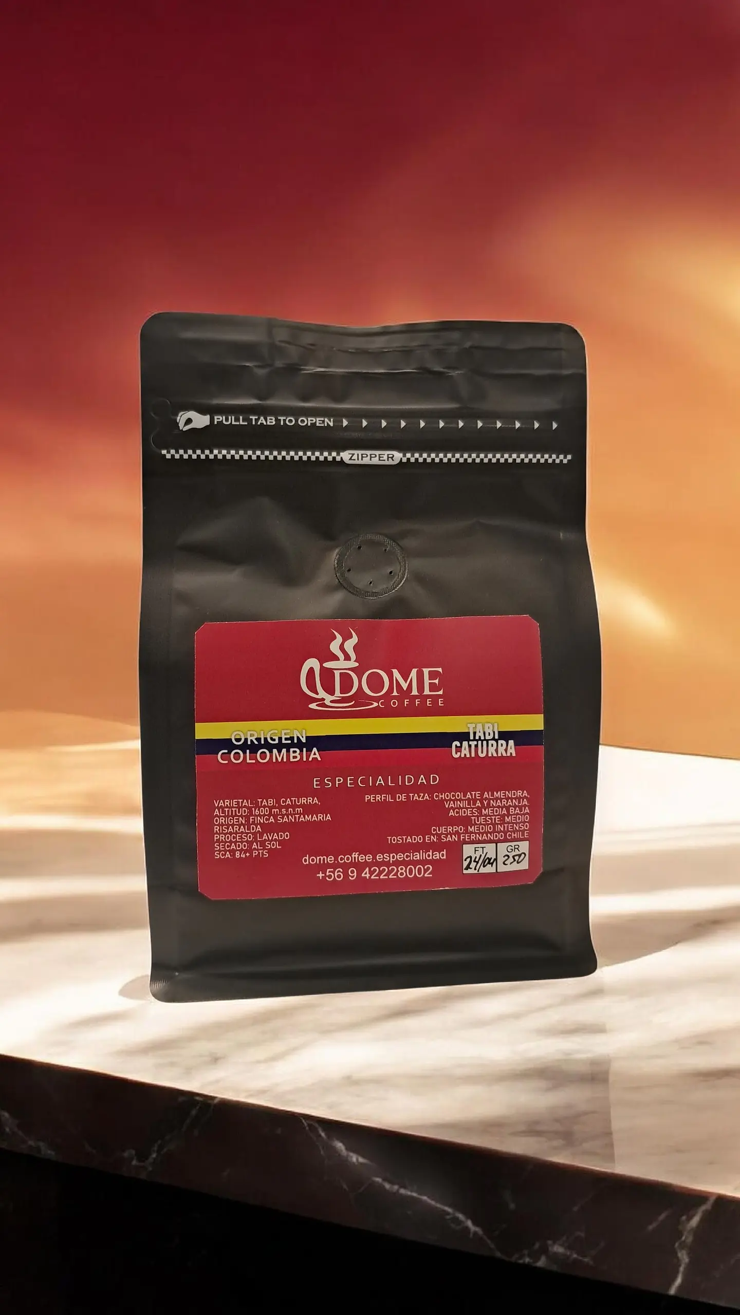 Cafe Origen Colombia  Tabi Caturra 84 + pts sca  250 gr 1