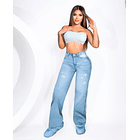 JEAN WIDE LEG AZUL CLARO CON DESGASTES 1