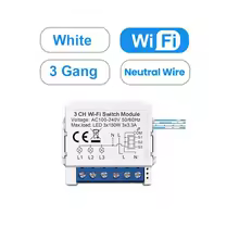 Interruptor con neutro Matter Wifi 3 canales Blanco Zemismart