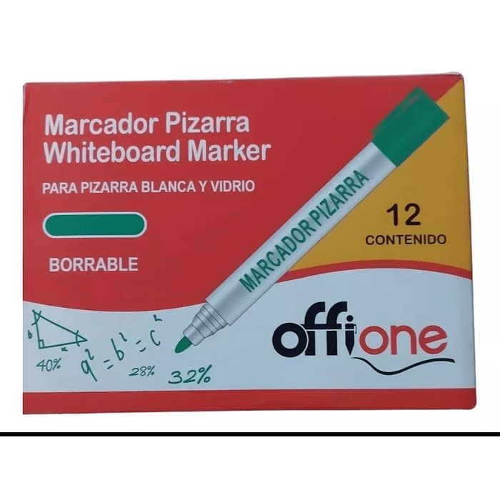 MARCADOR VERDE PIZARRA X 12 PCS BORRABLE 