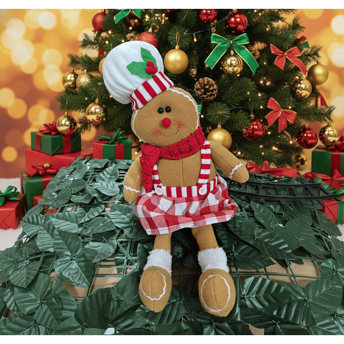 MUÑECO NAVIDAD JENGIBRE ROPA CUADROS