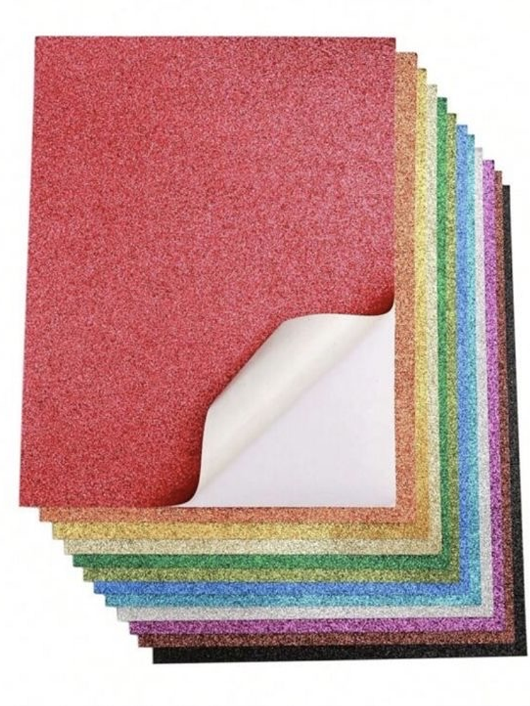  GOMA EVA BRILLANTE  CON ADHESIVO 6 PCS 20X30CM 1