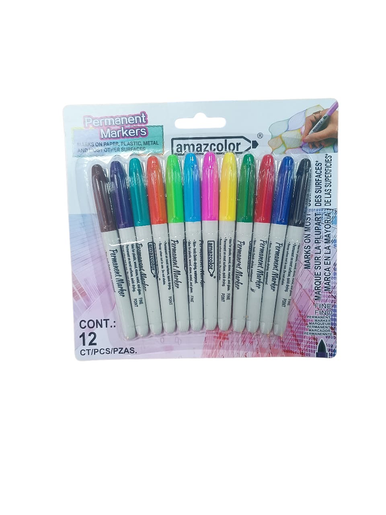 MARCADOR PERMANENTE AMAZCOLOR 12PCS  1