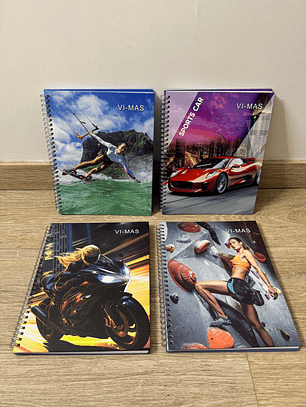 CUADERNO TAPA DURA VI-MAS 100HOJAS  7MM DISEÑO HOMBRE Y MUJER 