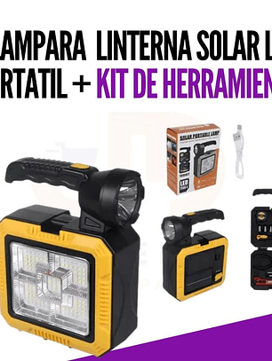 LINTERNA SOLAR+KIT HERRAMIENTAS 