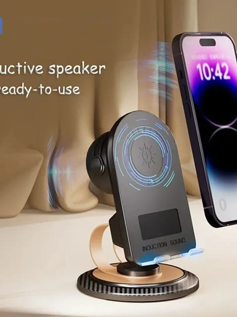 SOPORTE CELULAR PARLANTE+CARGA INALÁMBRICA  1