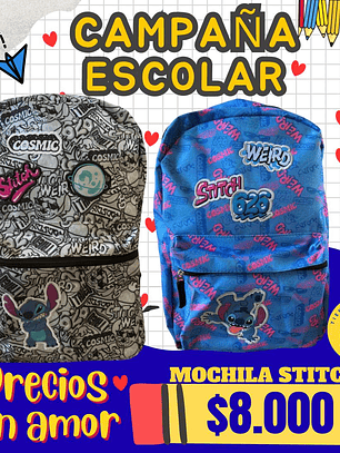 MOCHILA ESCOLAR STITCH 
