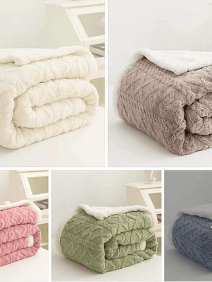 FRAZADA SHERPA CON CHIPORRO 2PLZ