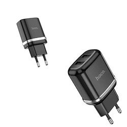 CARGADOR DUAL SIN CABLE NEGRO HOCO C12