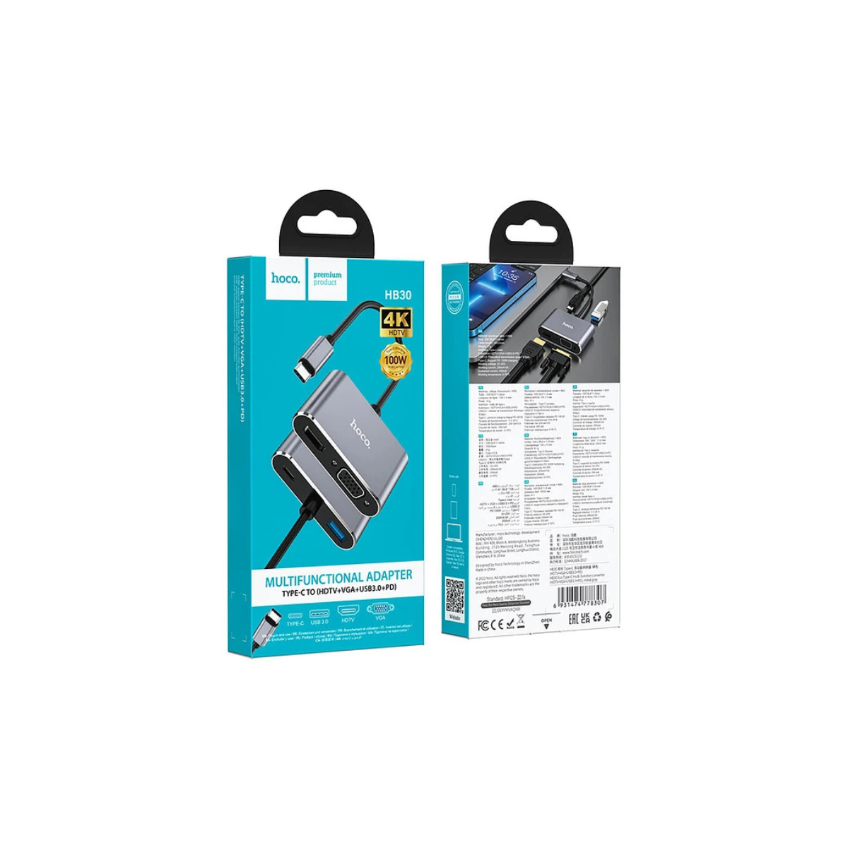 Adaptador HUB 10 en 1 USB-C a HDMI, USB 3.0, VGA, Ethernet, PD, SD, 3.5mm