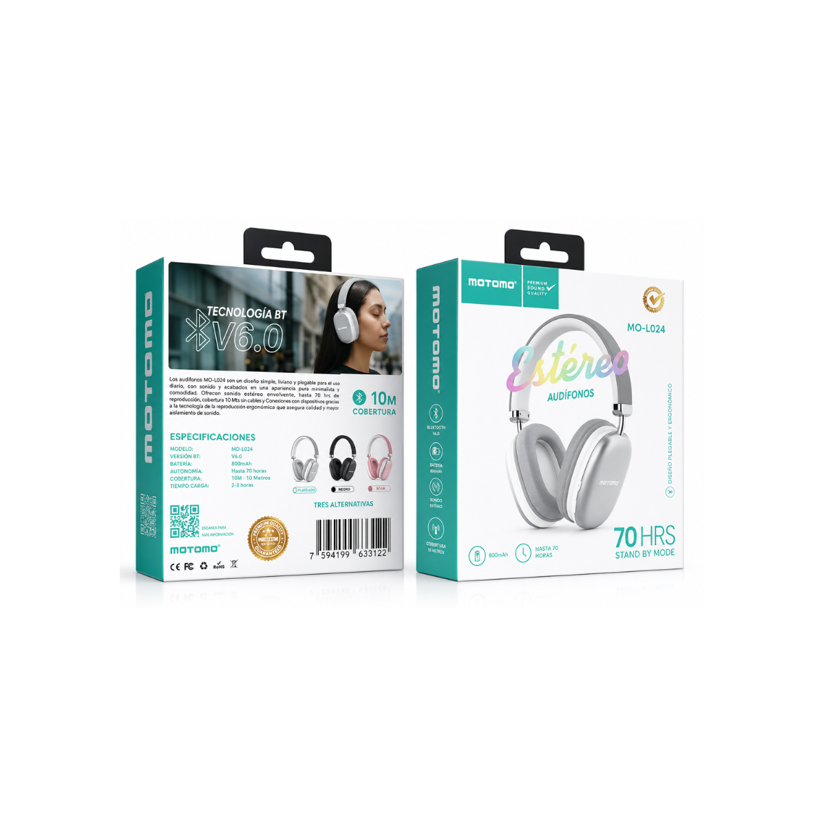 Audífonos Inalámbricos Motomo MO-L024 Bluetooth 6.0 – Hasta 70 Horas de Autonomía