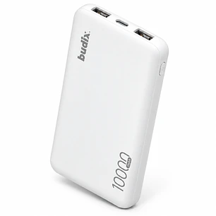 Power Bank Budix 10000 mAh BU-POBANK10 Batería Portátil Doble USB Blanco