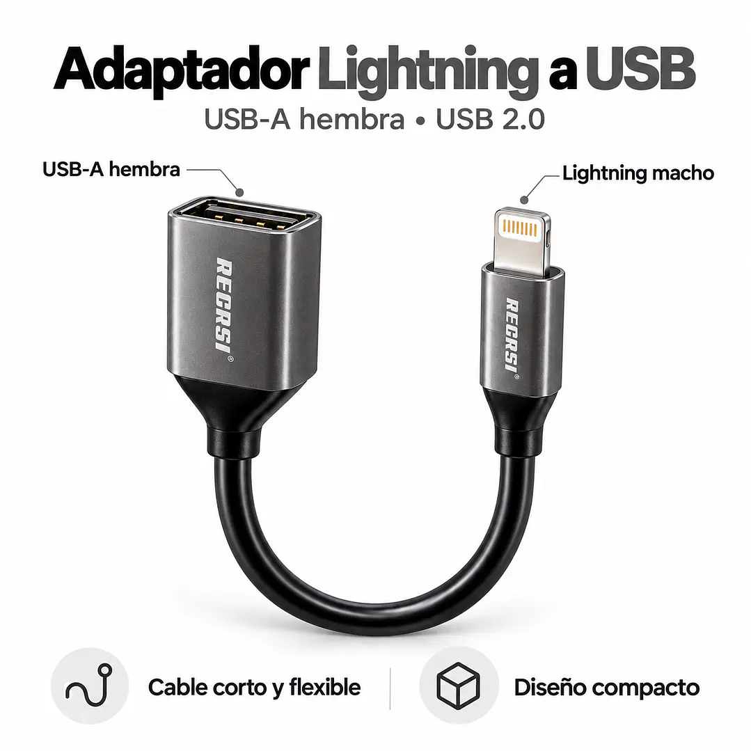 Adaptador Lightning a USB-A Hembra OTG USB 2.0  2