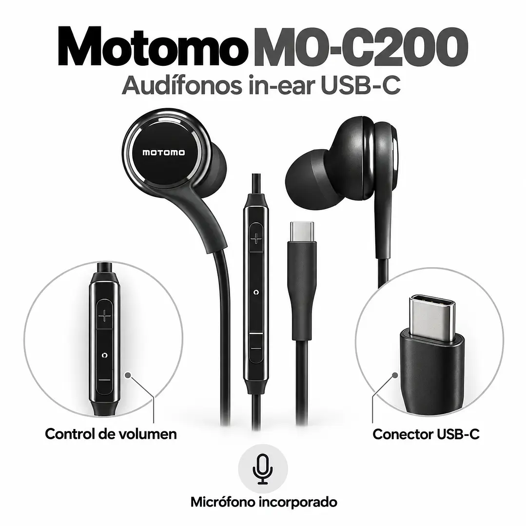 Audífonos Tipo C In-Ear Negro MO-C200 2