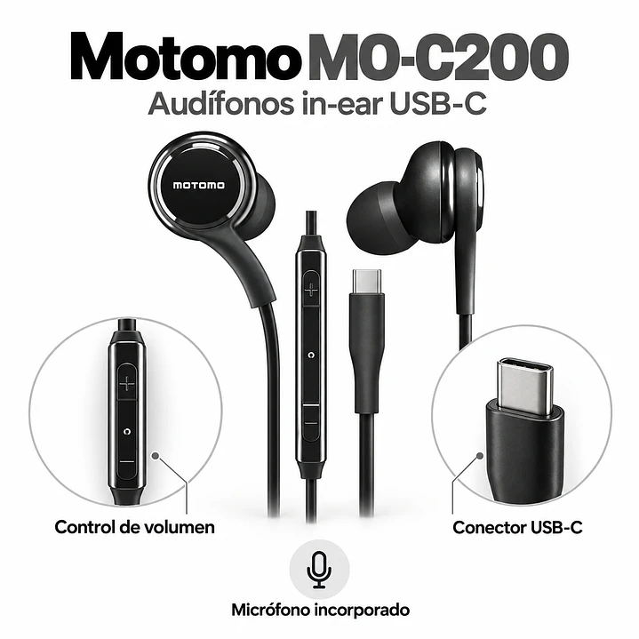 Audífonos Tipo C In-Ear Negro MO-C200 2