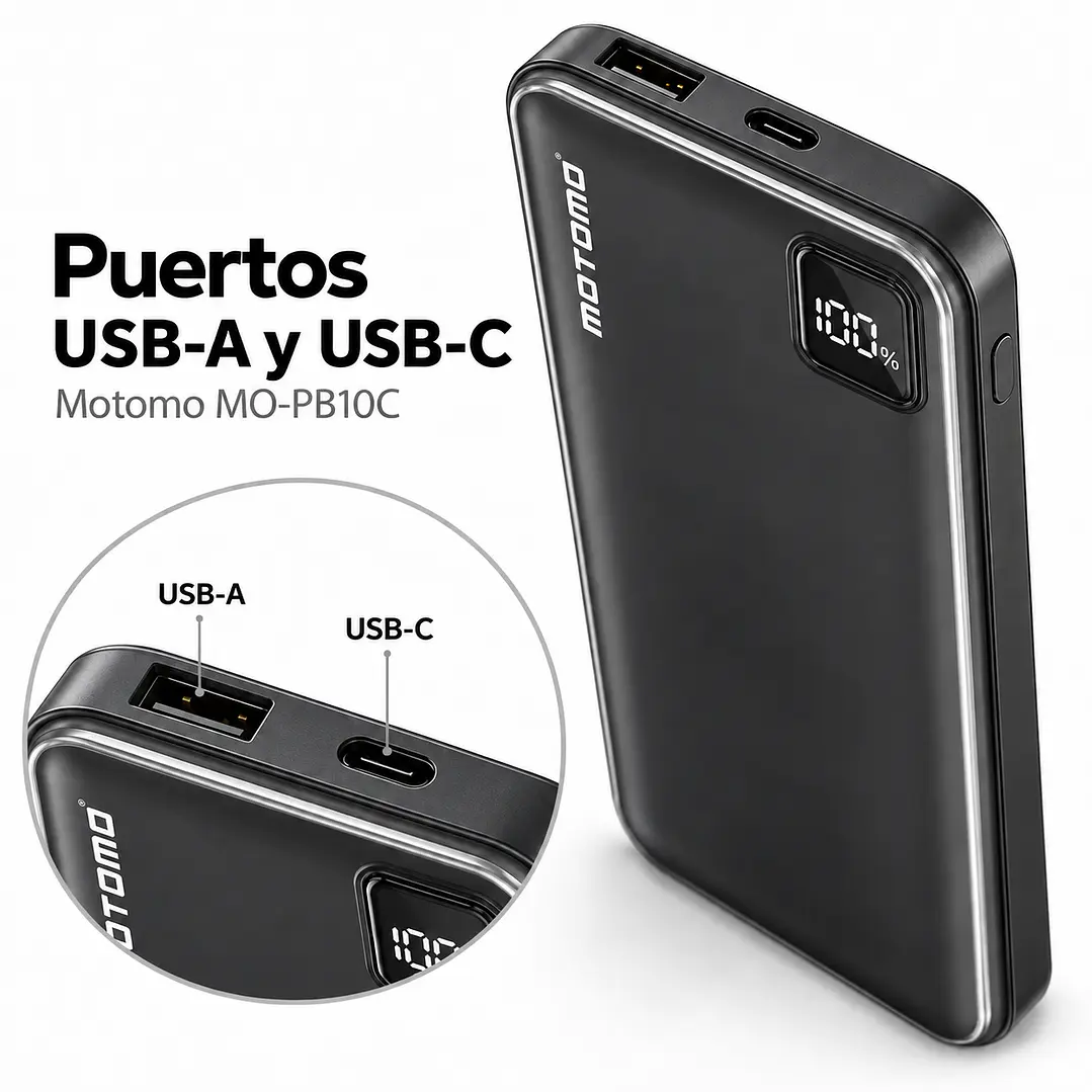 Power Bank Motomo Carga Rápida 22.5W con Cable  MO-PB10C 10000 mAh  4