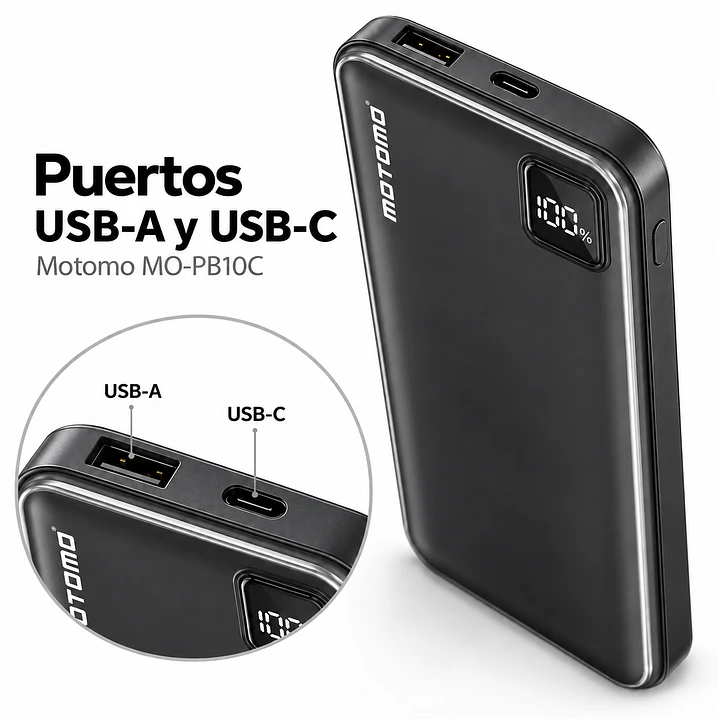 Power Bank Motomo Carga Rápida 22.5W con Cable  MO-PB10C 10000 mAh  4