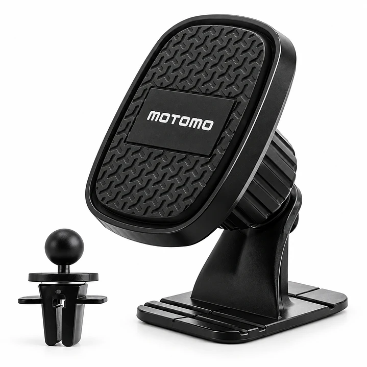 Soporte Magnético para Celular Auto Motomo MO-Q17 2 en 1 Giro 360° Negro 3