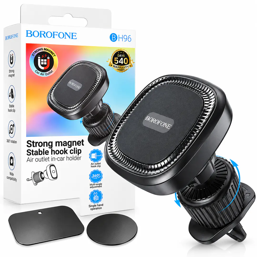Soporte Magnetico Celular para Auto Rejilla Ventilación BOROFONE BH96 360° Negro 2