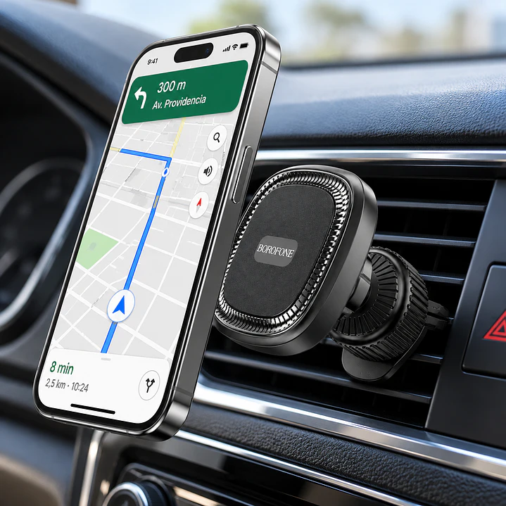 Soporte Magnetico Celular para Auto Rejilla Ventilación BOROFONE BH96 360° Negro 3