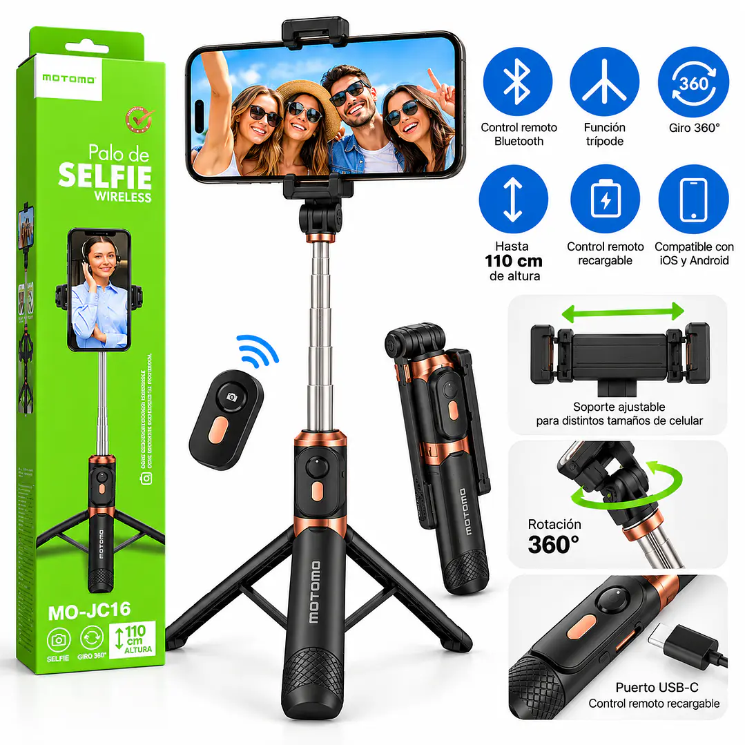 Palo Selfie Trípode 110 cm  Motomo MO-JC16 2
