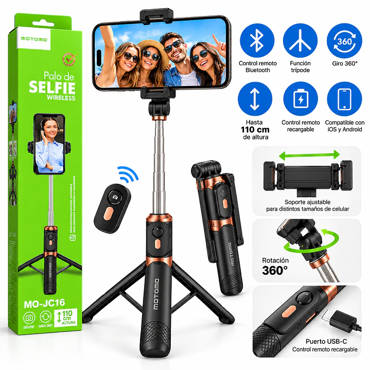 Palo Selfie Trípode 110 cm  Motomo MO-JC16 2