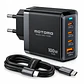 Cargador Super Fast 100W 3 USB-C + USB-A PD con Cable C para Notebook Tablet Celular Motomo - Miniatura 1