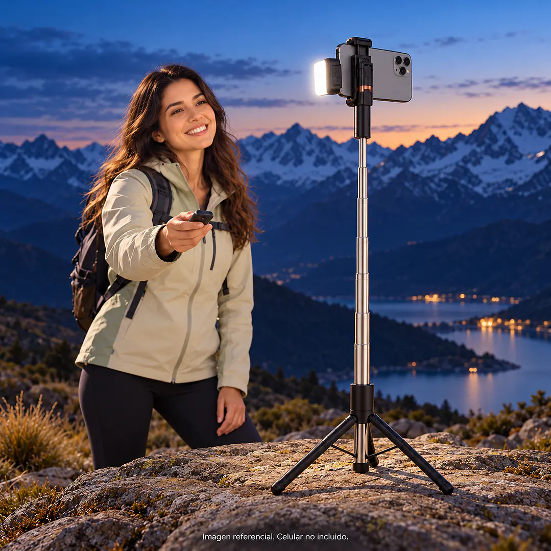 Trípode Selfie Stick Bluetooth JC-22S 185 cm con Luz y Control Remoto 4