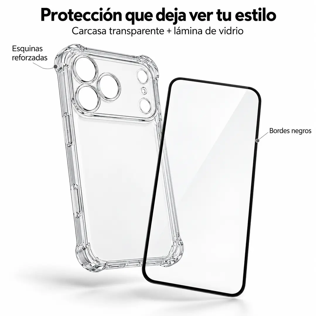 Carcasa Para iPhone 17 Pro Max / 18 Pro Max+Lamina de vidrio 3