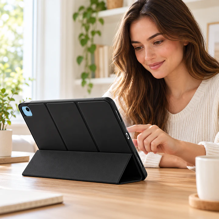 Carcasa para iPad 11 A16 con Tapa Plegable, Soporte y Portalápiz Negra 3