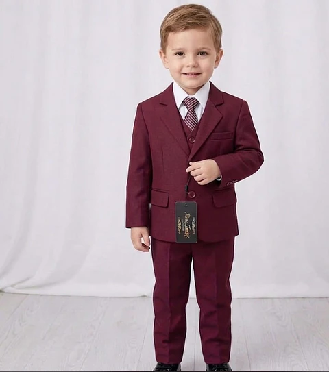 Traje Completo de 5 Piezas Burdeo para Niño (Gala y Ceremonia)