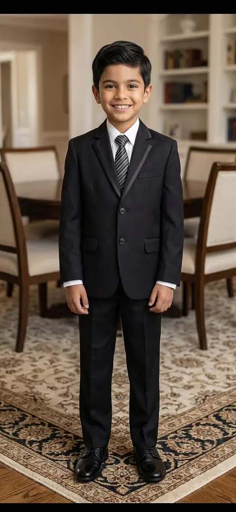 Traje Completo de 5 Piezas Negro con Solapa Satinada para Niño (Gala y Ceremonia)
