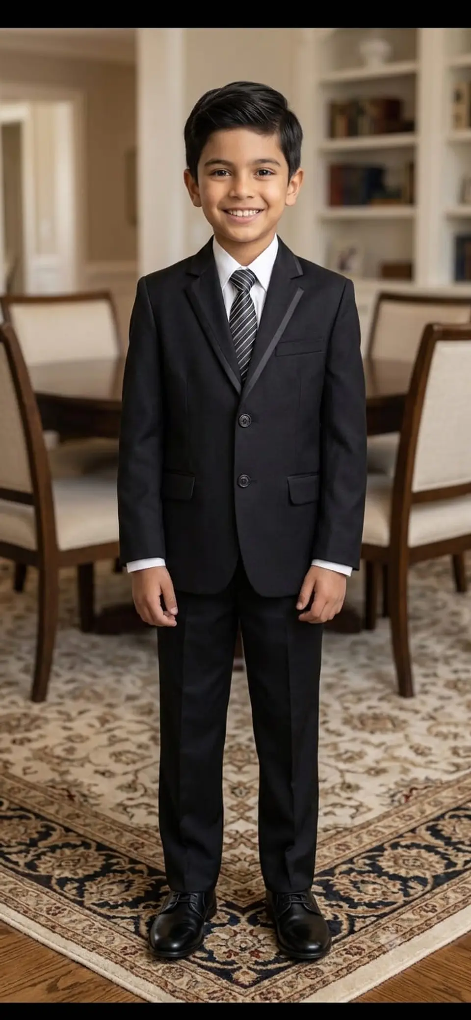 Traje Completo de 5 Piezas Negro con Solapa Satinada para Niño (Gala y Ceremonia) 1