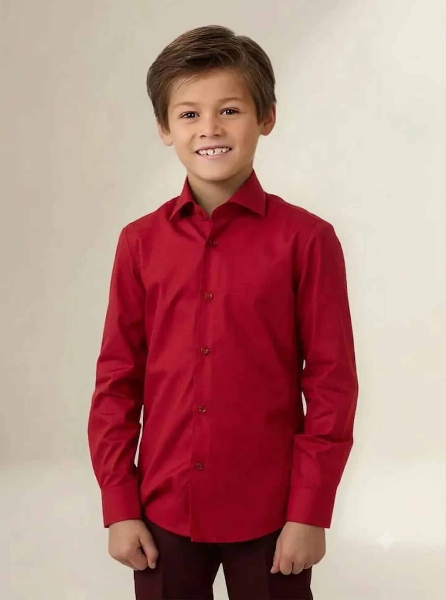 Camisa Formal de Niño Roja Manga Larga (Tallas 6 a 16 1