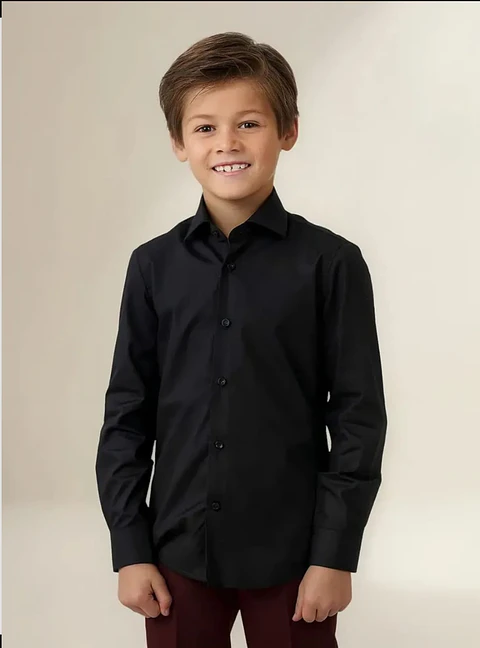 Camisa Formal de Niño negra Manga Larga (Tallas 6 a 16)