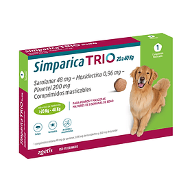  Simparica Trio 20 a 40 Kg 1 Comprimido Masticable