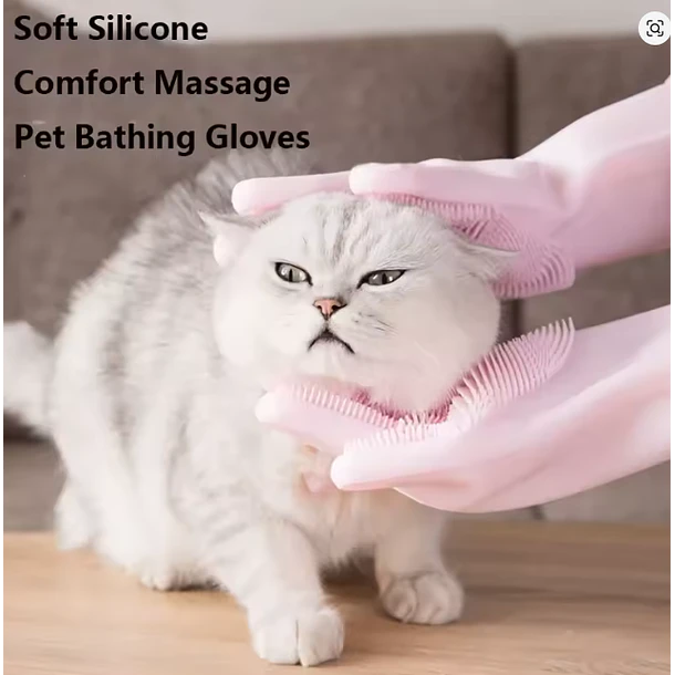 Guantes de Silicona para limpieza de Mascotas - Rosa 2