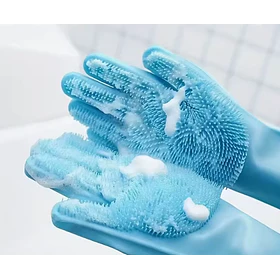 Guantes de Silicona para limpieza de Mascotas - Azul