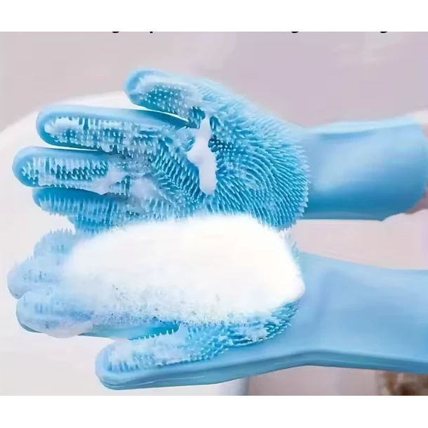 Guantes de Silicona para limpieza de Mascotas - Azul 2