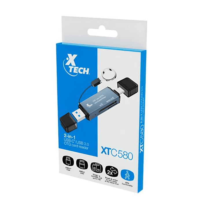 Lector de Tarjetas Xtech XTC-580 2 en 1 USB-C y USB 3.0 OTG 3