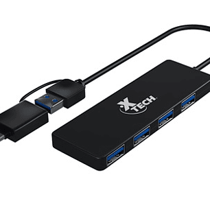 Xtech Hub Adaptador USB Type C y USB A con 4 Puertos USB