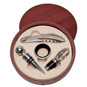 Set Sacacorchos Caja de Madera Redonda