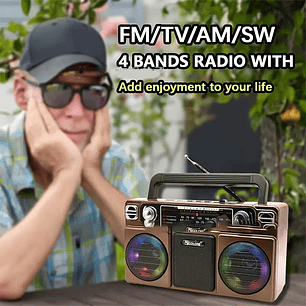 RADIO PARLANTE FM-AM ESTILO RETRO CLÁSICO RGB