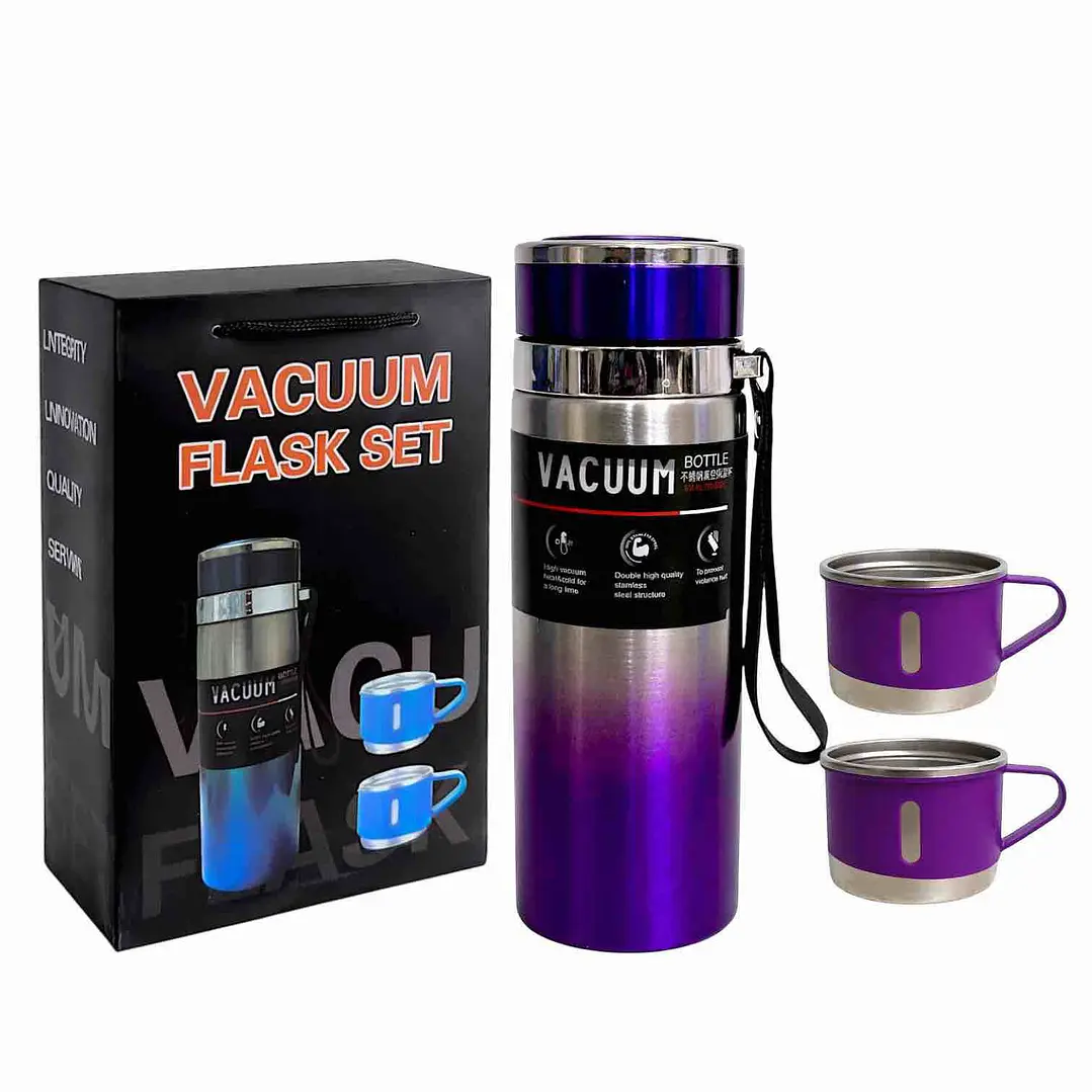 TERMO ACERO 800 ML + 2 TAZAS / BICOLOR  1