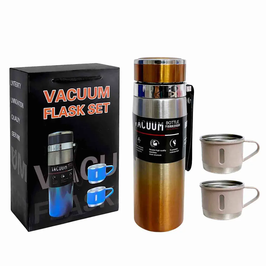 TERMO ACERO 800 ML + 2 TAZAS / BICOLOR  3