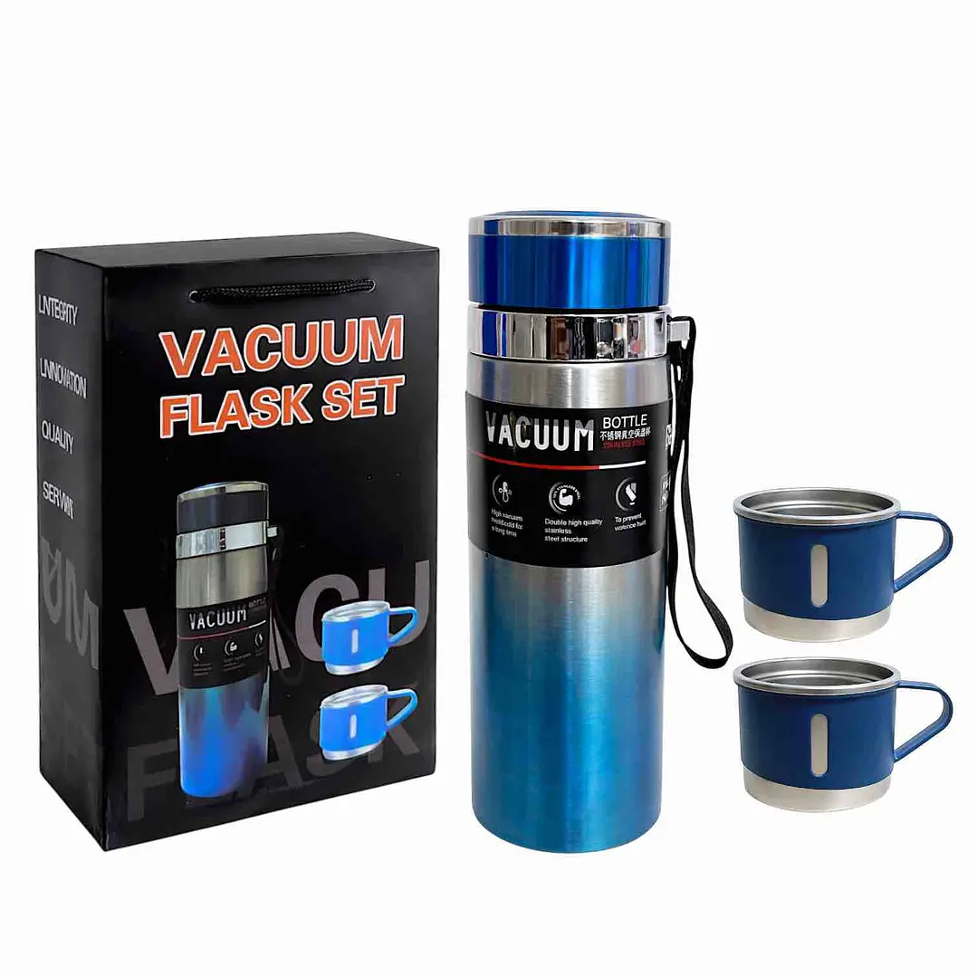 TERMO ACERO 800 ML + 2 TAZAS / BICOLOR  4