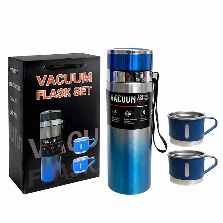 TERMO ACERO 800 ML + 2 TAZAS / BICOLOR  4