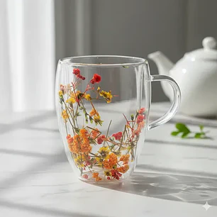 TAZA DE VIDRIO FLOREADA