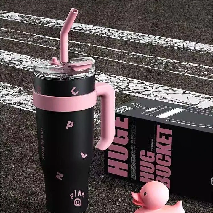 VASO TERMO MUG PINK ACERO 1.2 LTS CON ASA + BOMBILLA  3
